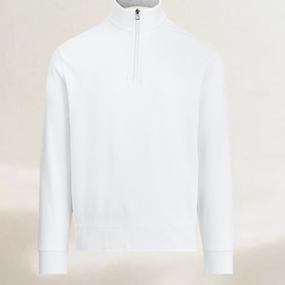 Ralph Lauren Men's Zip-Up Sweater in Cream White.
